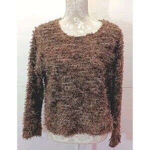 Karen Kane Brown Fluffy Pullover Long Sleeve Sweater Size Large